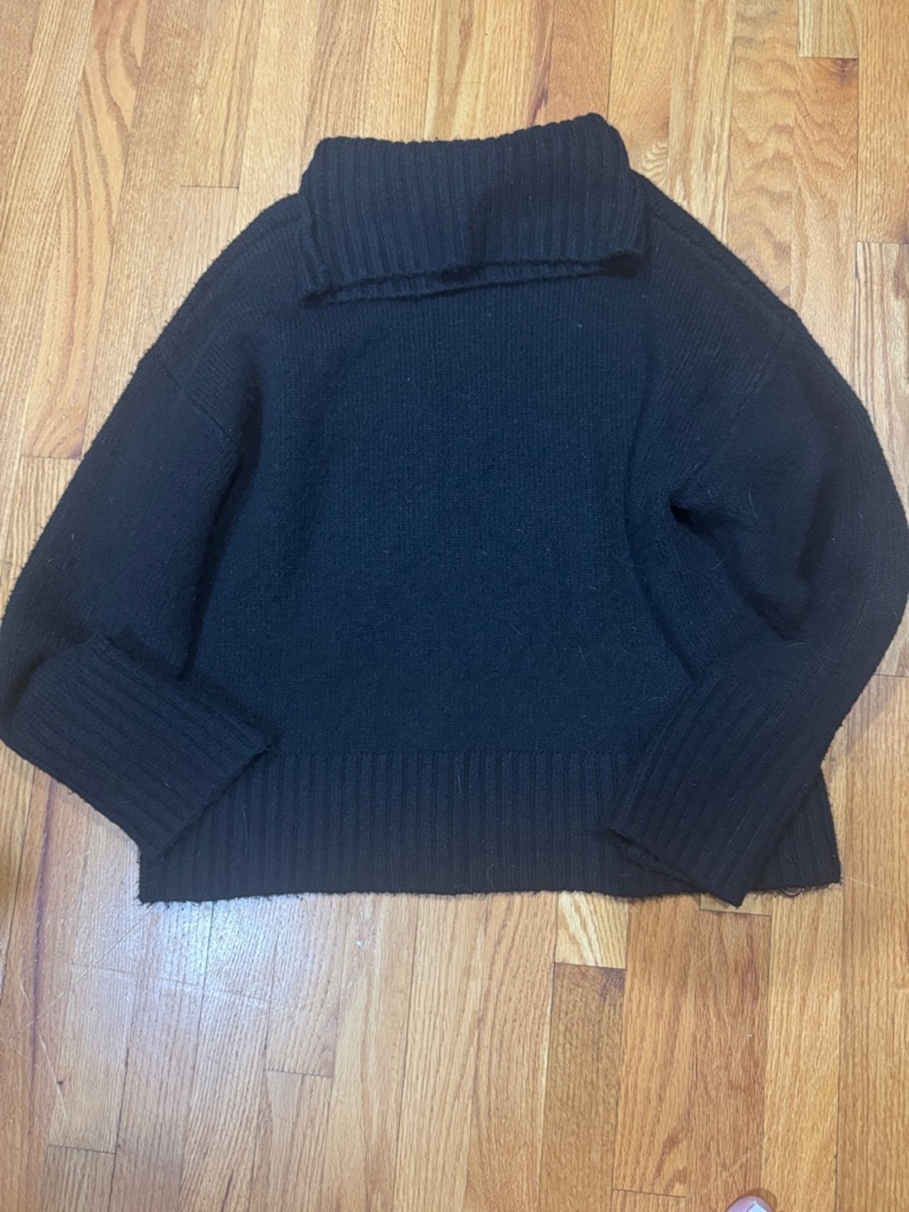 Black Turtleneck Rib-Band Women's Sweater